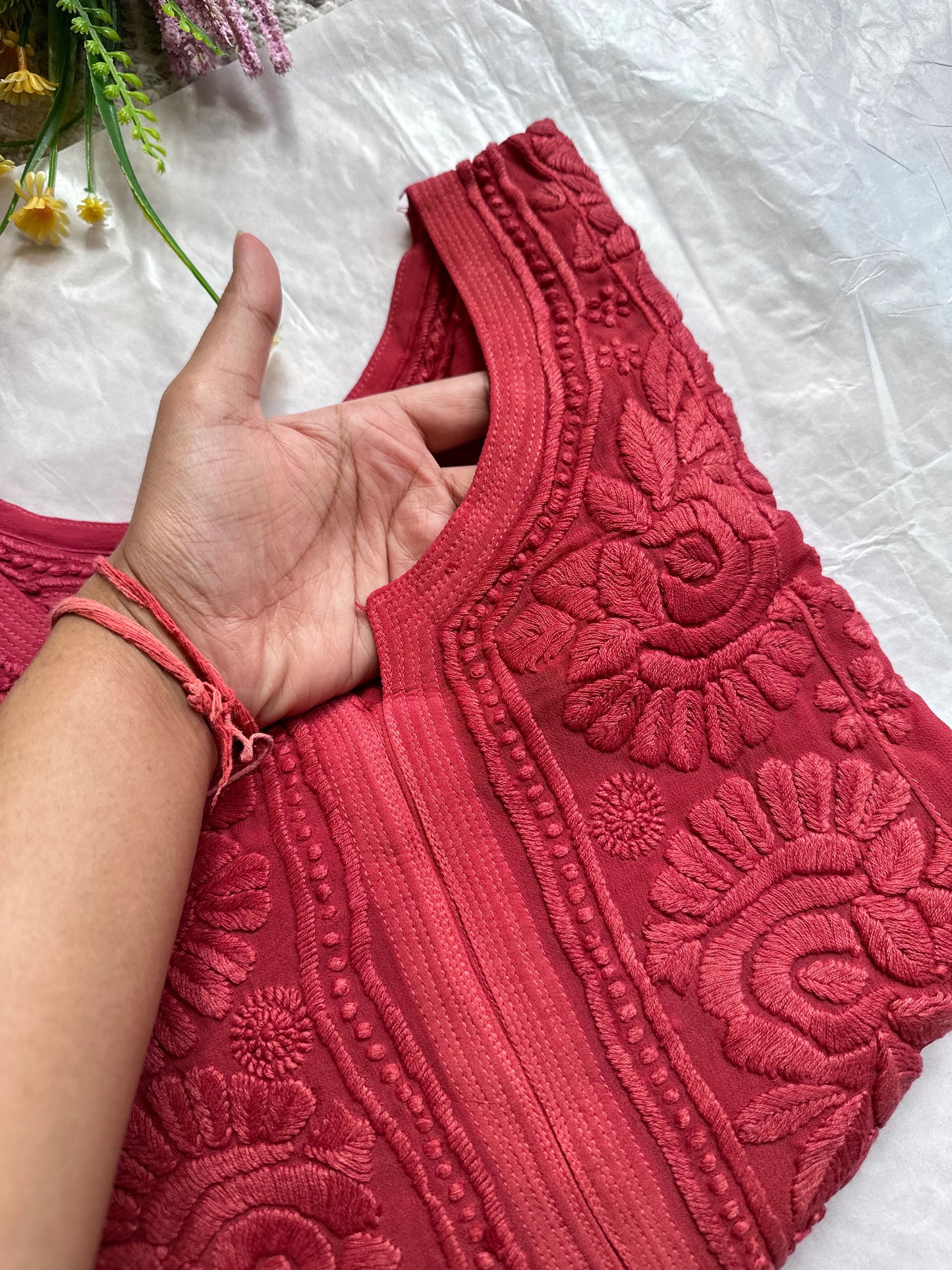 Inayah Crimson Rose Premium 3D Chikankari Kurta/ Coord/ Full Suit