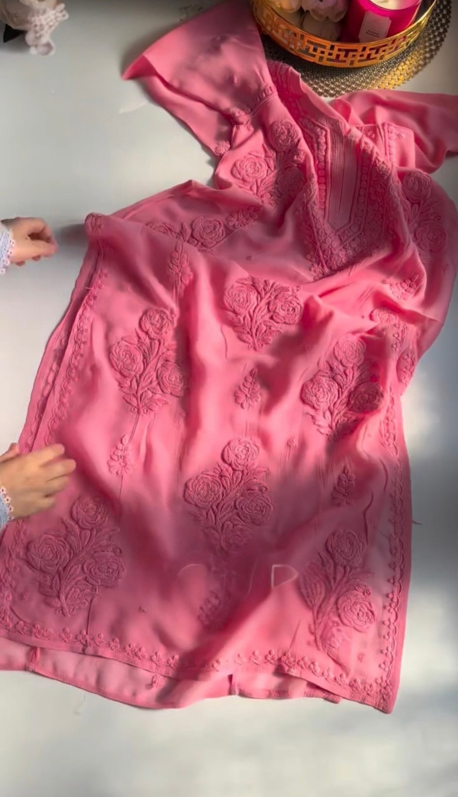 Rose Premium 3D Chikankari Kurta/ Coord/ Full suit