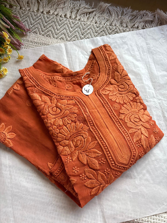 Inayah Rust Brown Premium 3D Chikankari Kurta/ Coord/ Full suit
