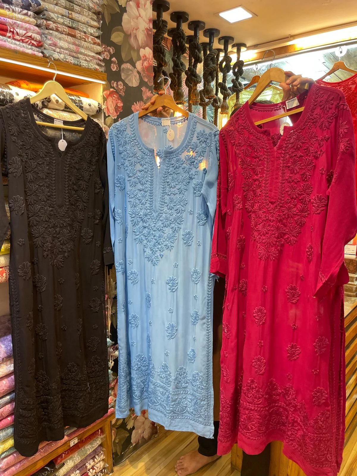 Pure Viscose Georgette 3D Chikankari Kurti