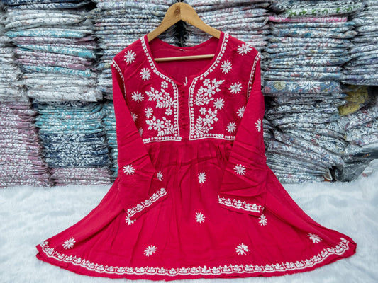 Modal Chikankari Short Kurti