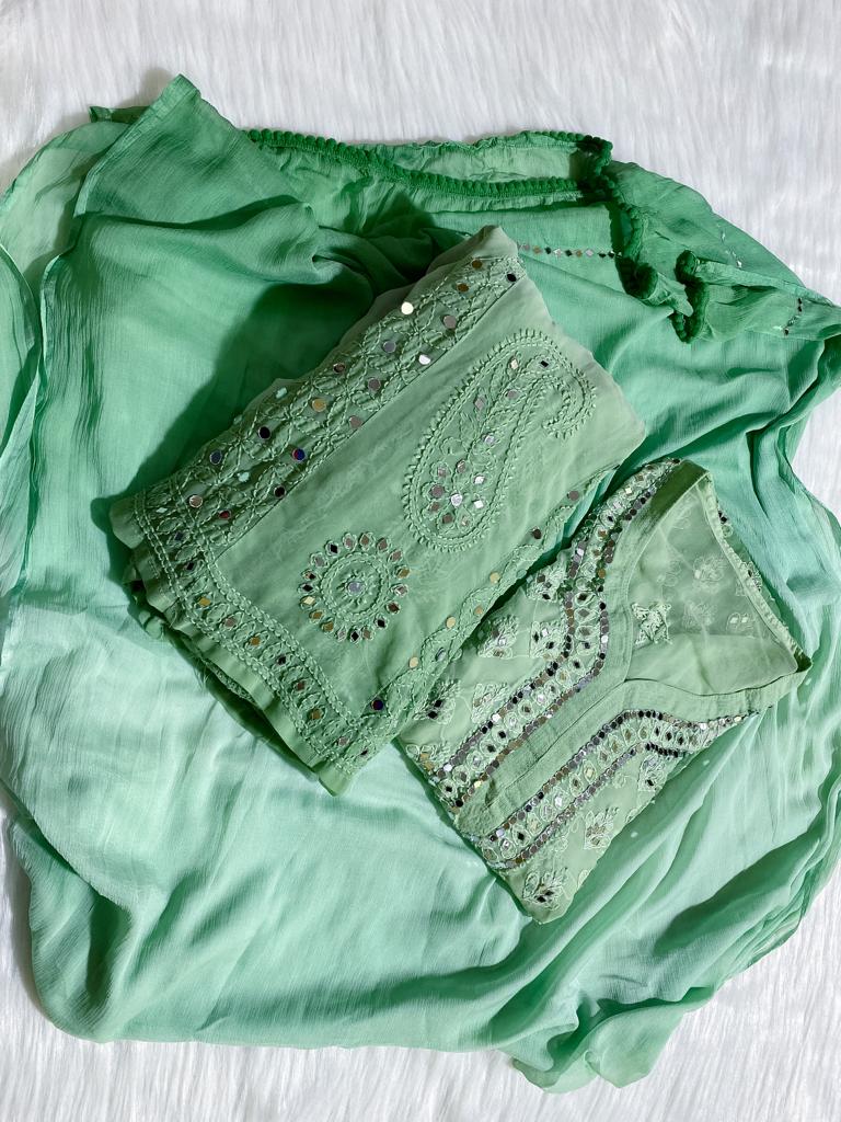 Chikankari Mirror Ombre Suit