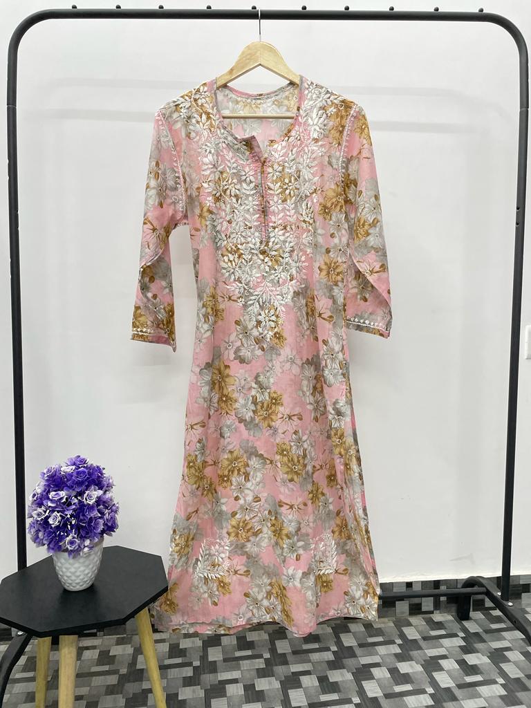 Preet Chikankari Mul Mul Pastel Shade Kurta