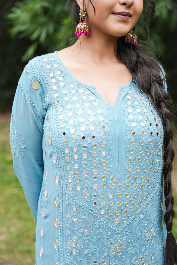 Premium Chikankari Mirror Kurta