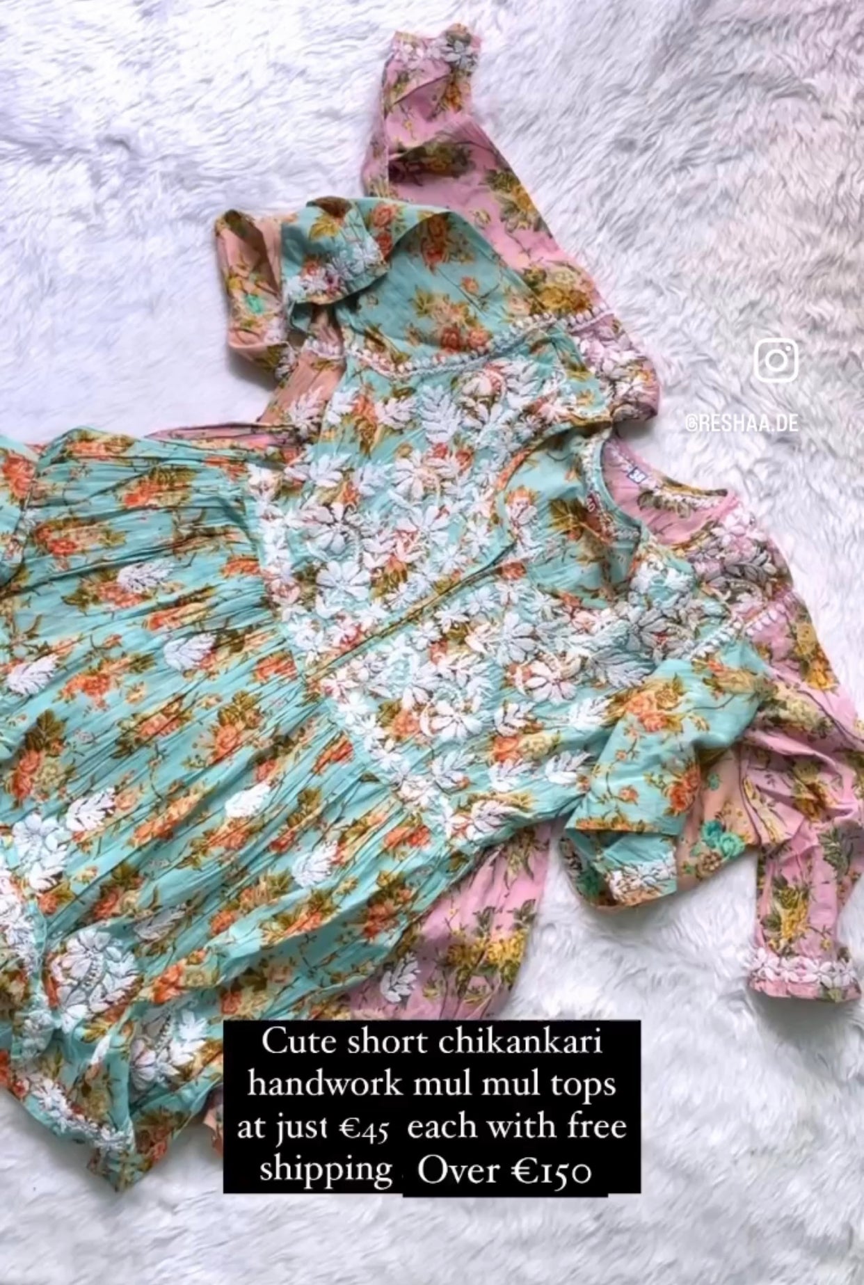 Azal Short Chikankari Floral Top