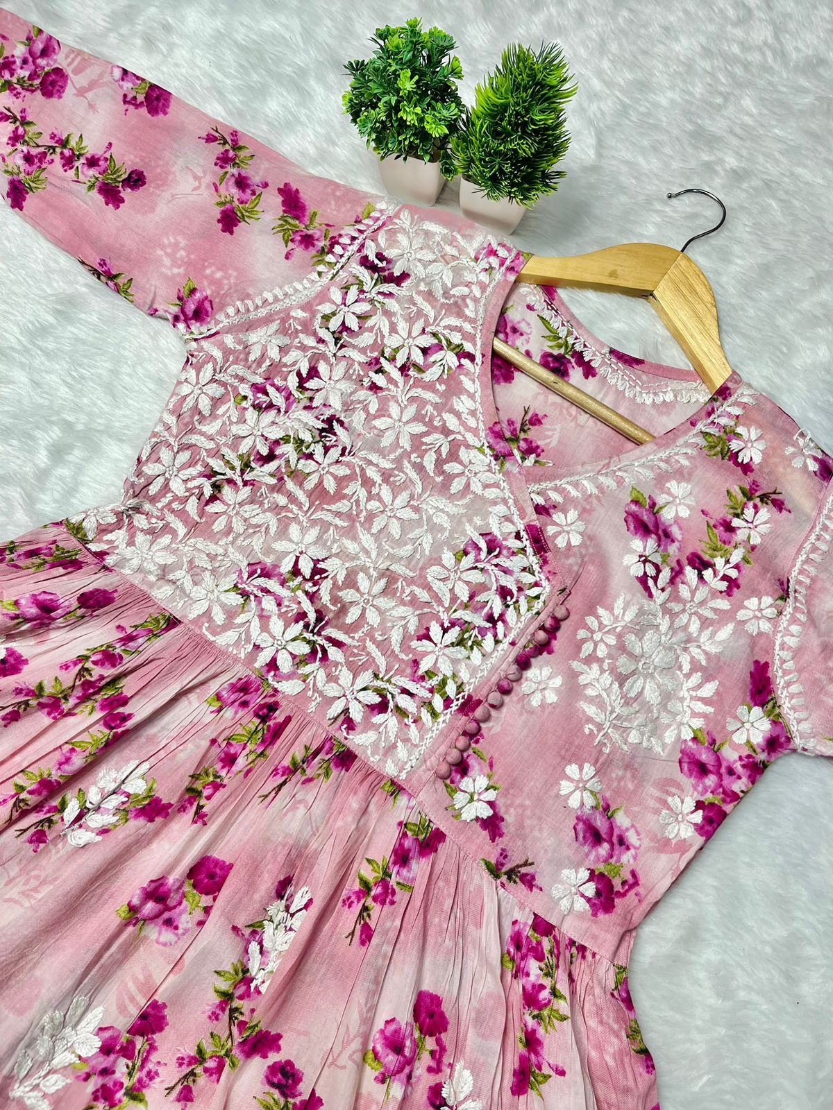 Chikankari Angrakha Top