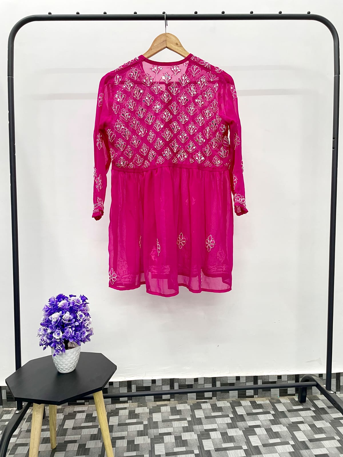 Tara Mirror Work Chikankari Top